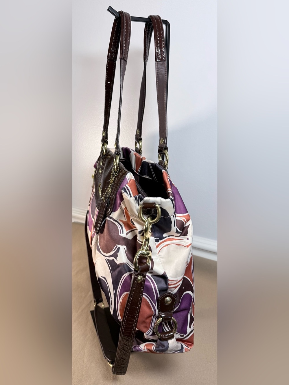 Authentic Coach Vintage Ashley Sateen Scarf Print Convertible Satchel - Picture 4 of 10
